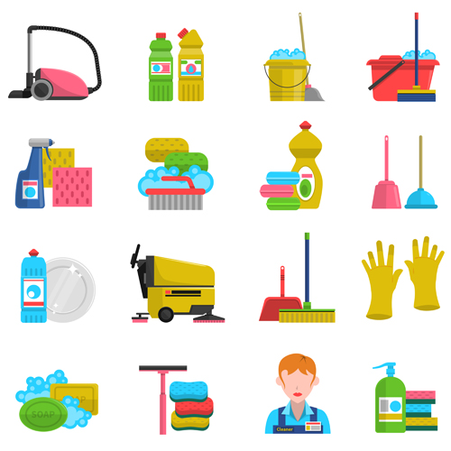 Various cleaning tools vector huge collection 01 Various tools huge collection cleaning   