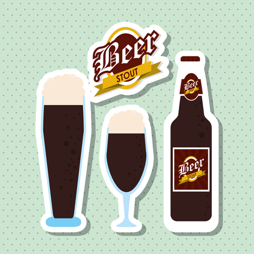 Vintage beer sticker vectors set 11 vintage sticker beer   