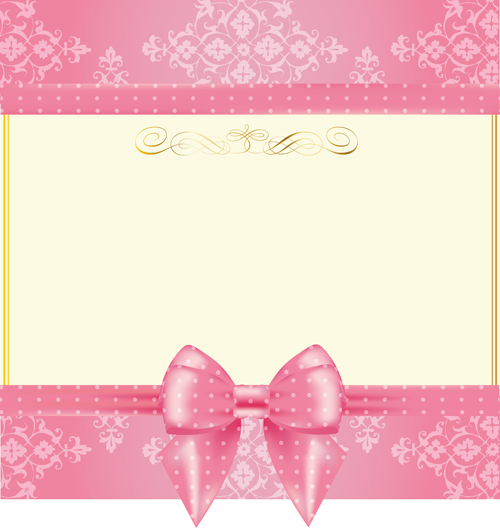 Yellow background with pink bow vector 02 yellow pink bow background   