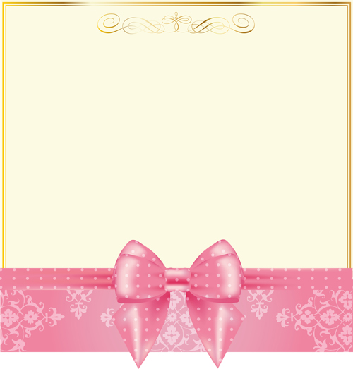 Yellow background with pink bow vector 01 yellow pink bow background   