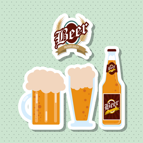 Vintage beer sticker vectors set 10 vintage sticker beer   