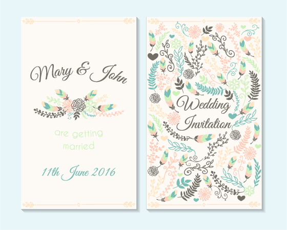 Simple wedding invitation floral card vector 04 wedding simple invitation floral card   