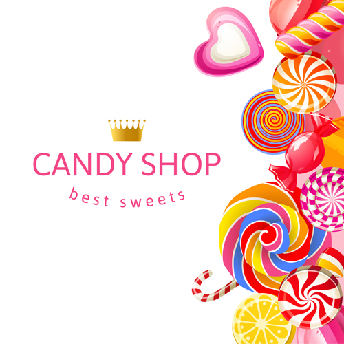 Candy shop background with crown vector 06 shop crown candy background   