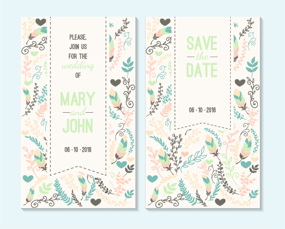 Simple wedding invitation floral card vector 08 wedding simple invitation floral card   