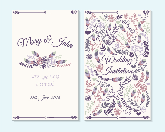 Simple wedding invitation floral card vector 07 wedding simple invitation floral card   