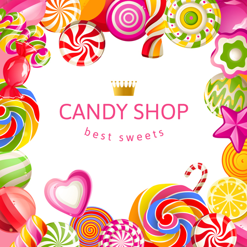 Candy shop background with crown vector 03 shop crown candy background   