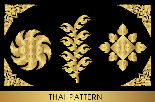 Golden thai ornaments art vector material 17 thai ornaments golden   