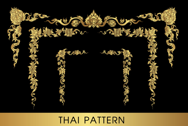Golden thai ornaments art vector material 07 thai ornaments golden   