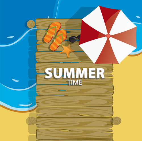 Summer holiday background with wood board vector 08 wood summer holiday board background   