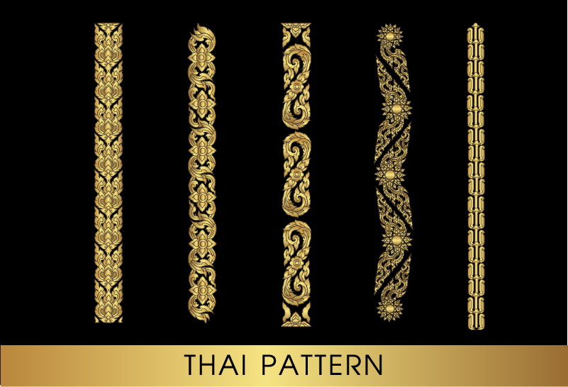 Golden thai ornaments art vector material 06 thai ornaments golden   