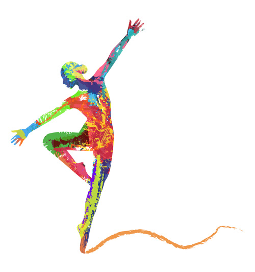 Colorful paint with girl dancing vector 06 paint girl dancing colorful   