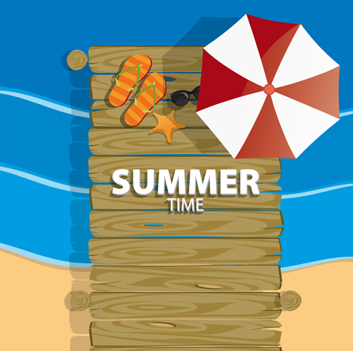 Summer holiday background with wood board vector 07 wood summer holiday board background   