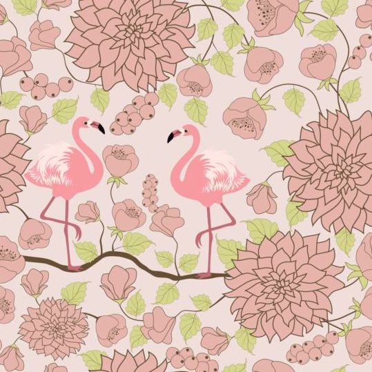Pattern with flamingo vector pattern flamingo   