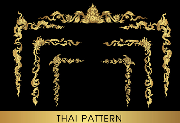 Golden thai ornaments art vector material 05 thai ornaments golden   