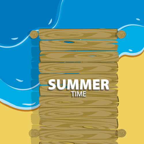 Summer holiday background with wood board vector 06 wood summer holiday board background   