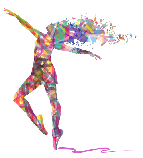 Colorful paint with girl dancing vector 05 paint girl dancing colorful   