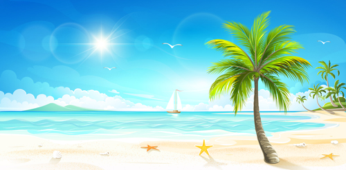 Beautiful tropical island landscape vector 01 tropical landscape island beautiful   