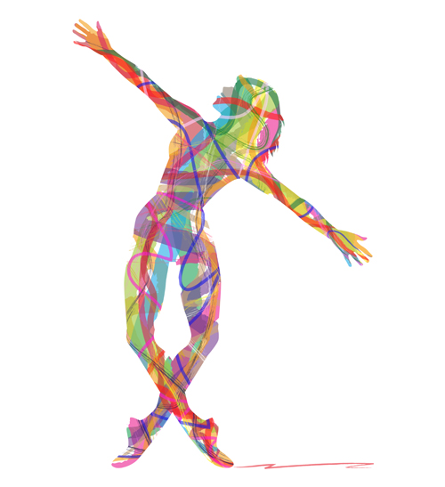 Colorful paint with girl dancing vector 04 paint girl dancing colorful   