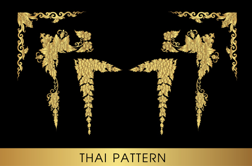 Golden thai ornaments art vector material 14 thai ornaments golden   