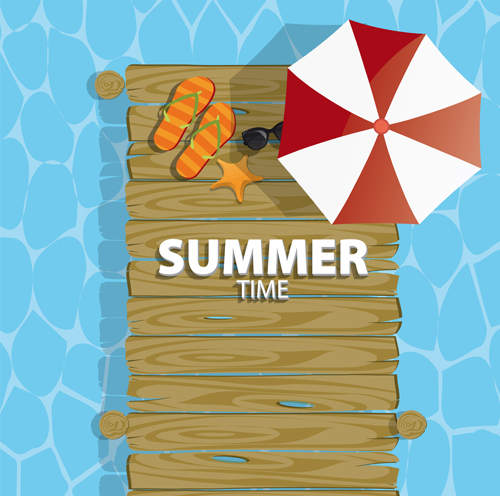 Summer holiday background with wood board vector 05 wood summer holiday board background   