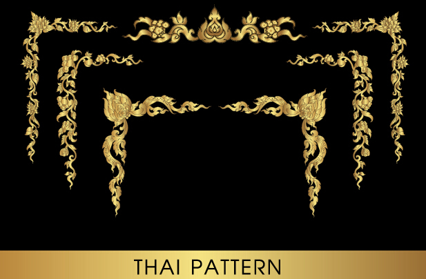 Golden thai ornaments art vector material 03 thai ornaments golden   
