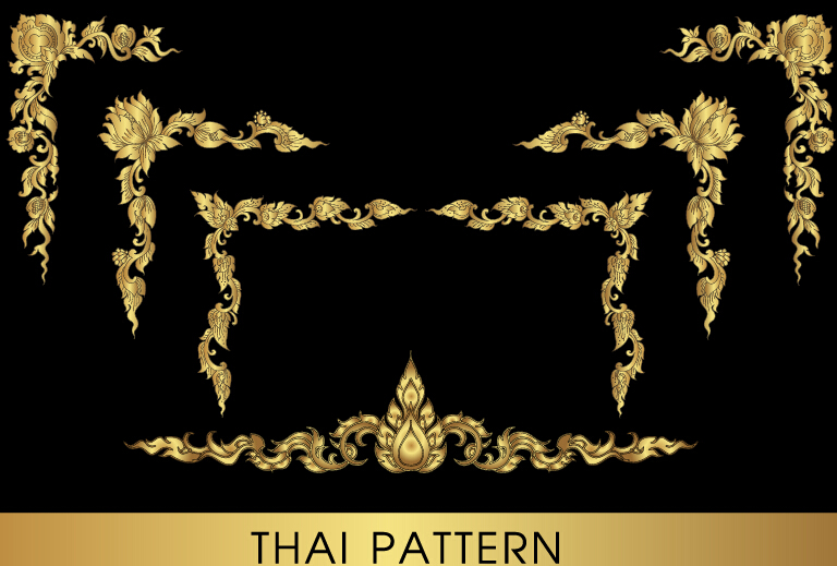 Golden thai ornaments art vector material 02 thai ornaments golden   