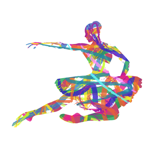 Colorful paint with girl dancing vector 03 paint girl dancing colorful   