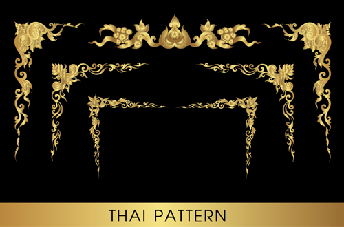 Golden thai ornaments art vector material 11 thai ornaments golden   