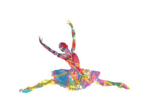Colorful paint with girl dancing vector 02 paint girl dancing colorful   