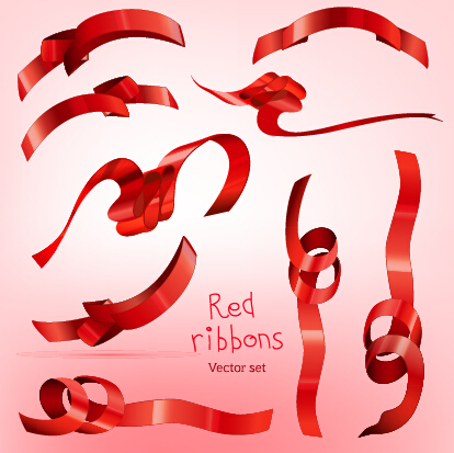 Beautiful red ribbon set 01 ribbon beautiful   