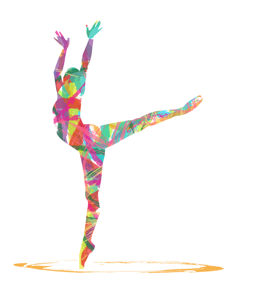Colorful paint with girl dancing vector 01 paint girl dancing colorful   