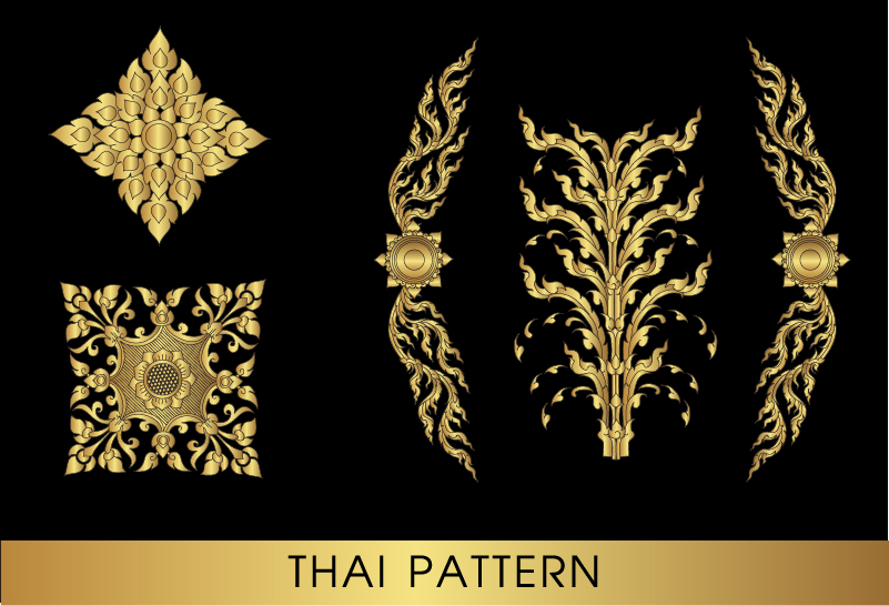 Golden thai ornaments art vector material 10 thai ornaments golden   