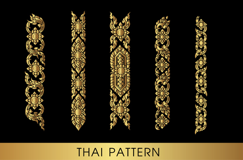 Golden thai ornaments art vector material 19 thai ornaments golden   