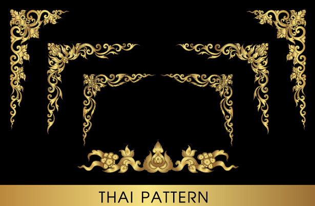 Golden thai ornaments art vector material 09 thai ornaments golden   