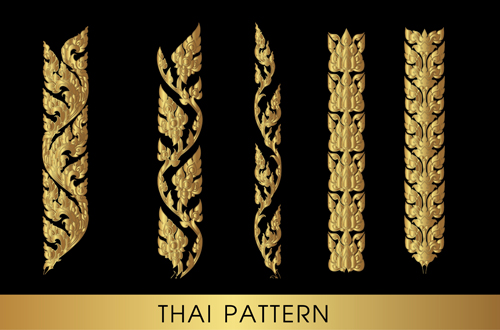 Golden thai ornaments art vector material 18 thai ornaments golden   