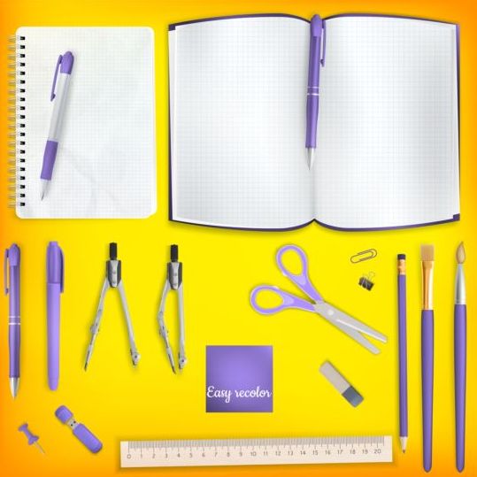 School supplies with colored background 01 supplies school colored background   