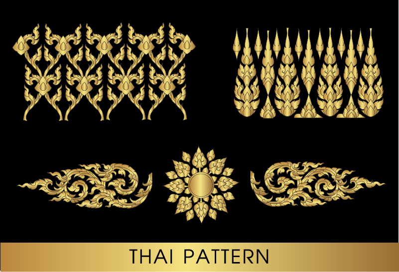 Golden thai ornaments art vector material 08 thai ornaments golden   