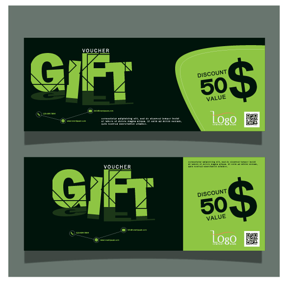 Green style gift voucher template vector style green gift   