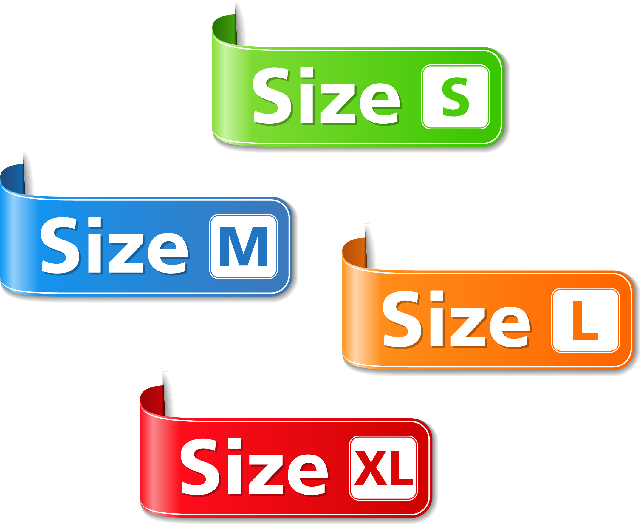 Colored size labels vector set 01 size labels colored   
