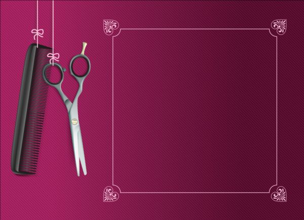 Purple background with scissors comb vector 03 scissors purple comb background   