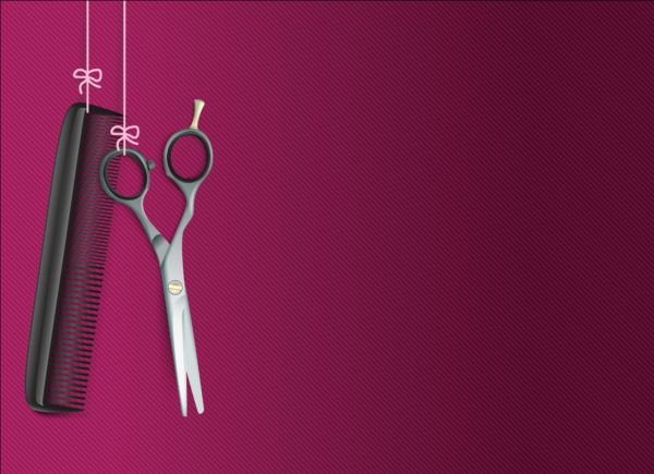 Purple background with scissors comb vector 02 scissors purple comb background   