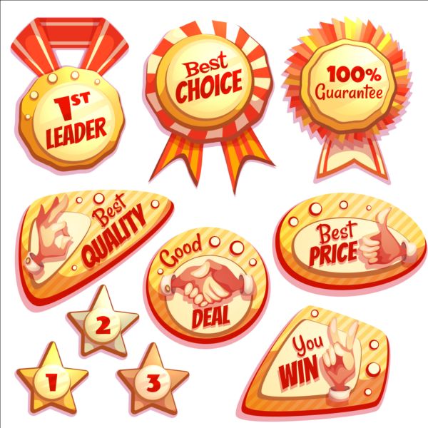 Retro badges with labels vector set 08 Retro font labels badges   