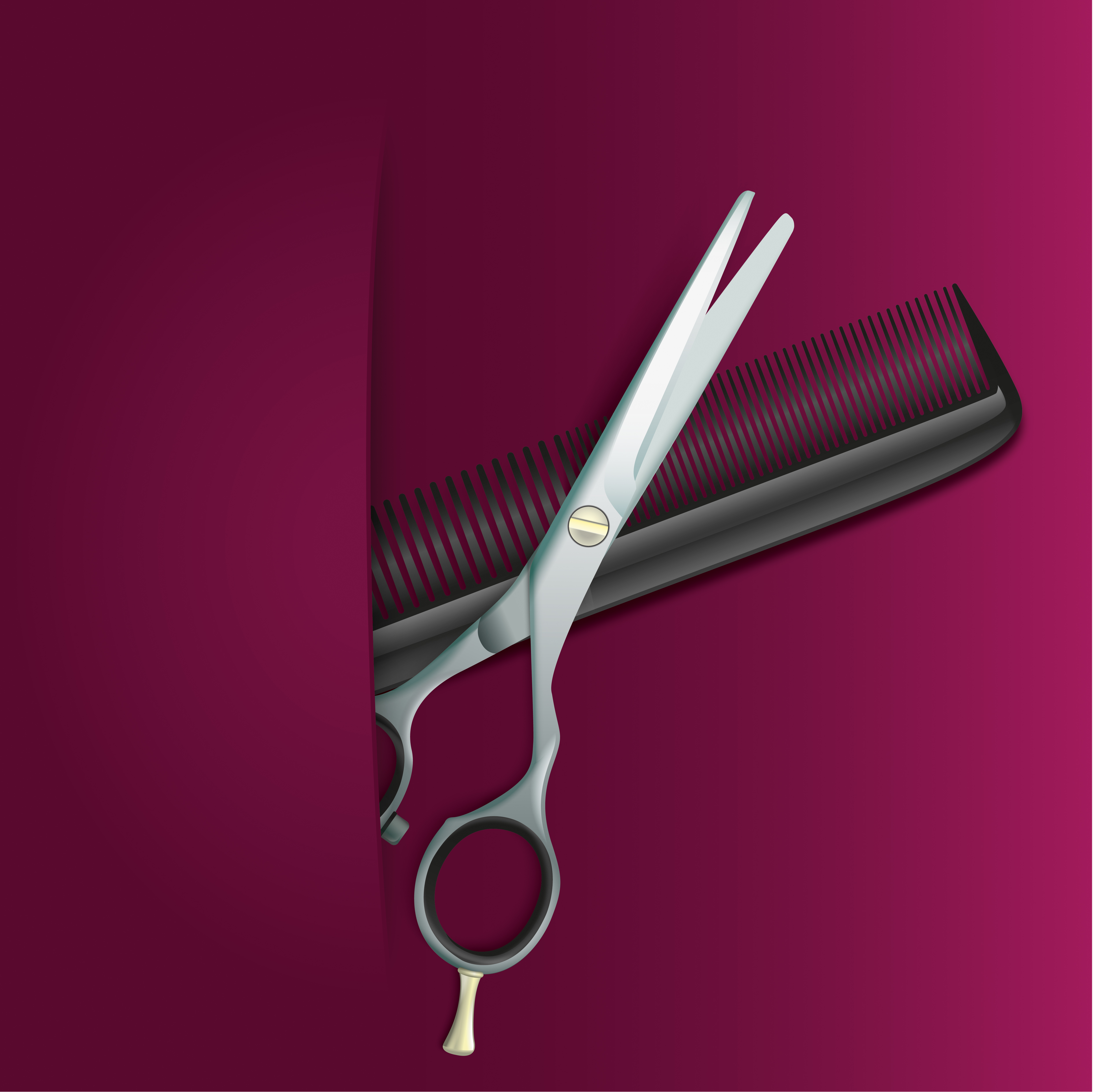 Purple background with scissors comb vector 01 scissors purple comb background   