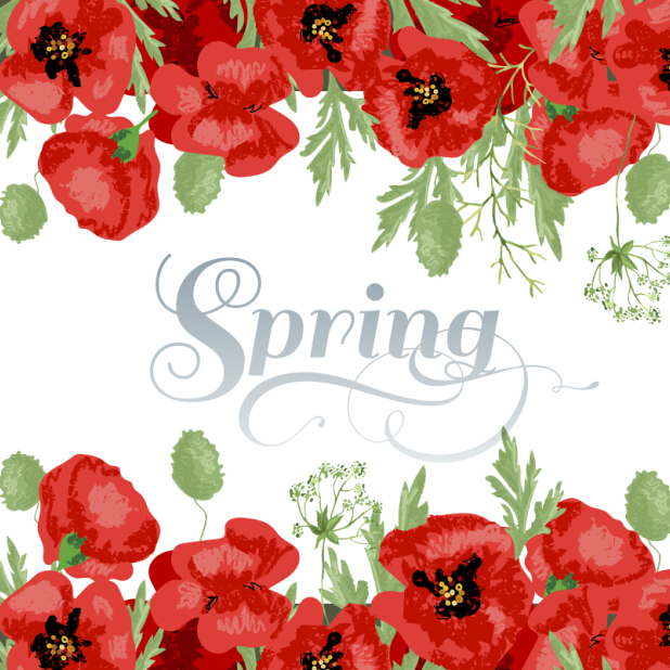 Red poppies with spring background vector 02 spring red poppies background   