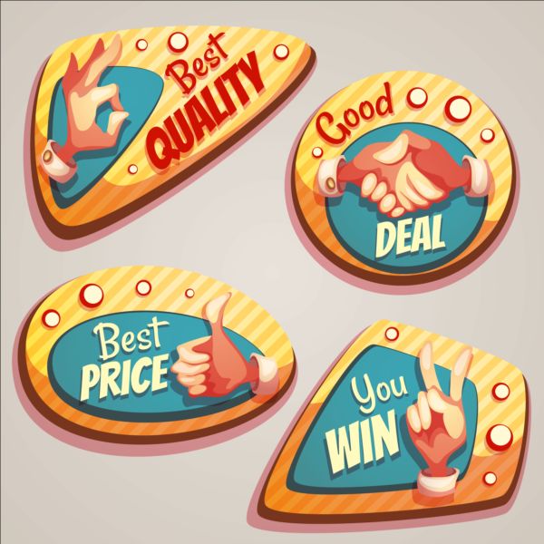 Retro badges with labels vector set 06 Retro font labels badges   