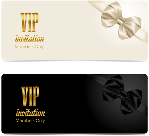 Beautiful bow with VIP invitation card vector 04 vip invitation card bow beautiful   