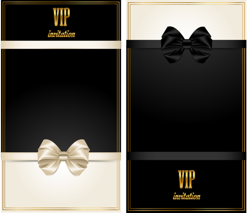 Beautiful bow with VIP invitation card vector 03 invitation card vector card bow beautiful   