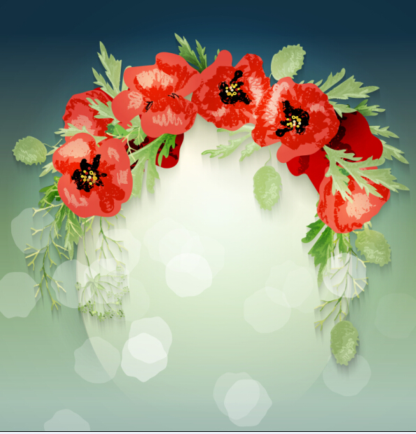 Red poppies with spring background vector 08 spring red poppies background   