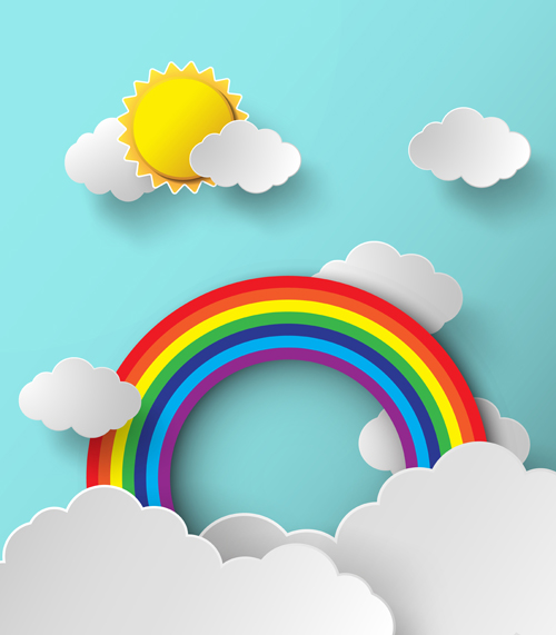 Beautiful rainbow and cloud vector background rainbow cloud beautiful background   