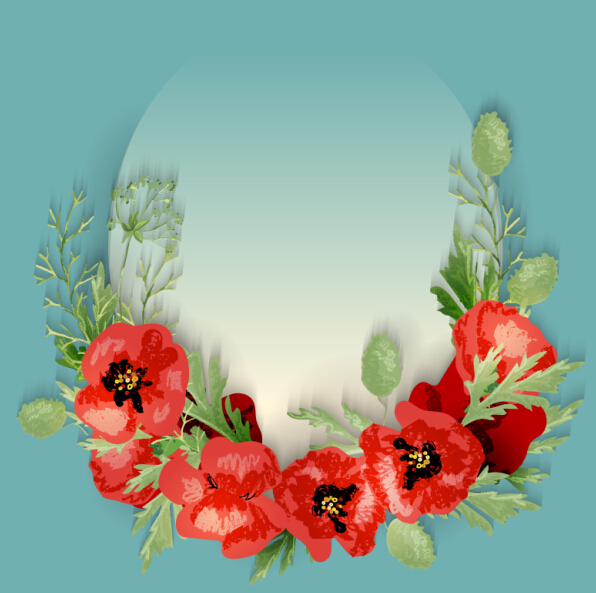 Red poppies with spring background vector 07 spring red poppies background   